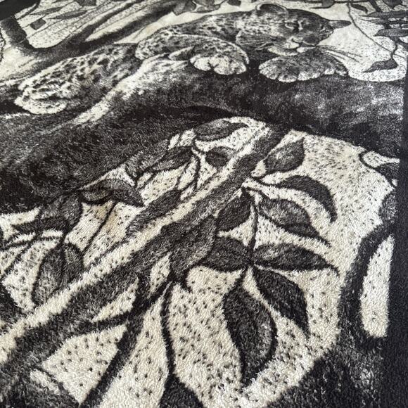 Vintage San Marcos Blanket Rare Leopard Reversible 58x87in Neutral Cream Brown - Picture 13 of 14